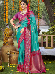 Silk Sky Blue Pratima Silk Saree