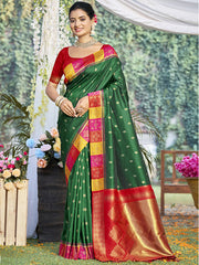 Silk Dark Green Ralempire Silk Saree