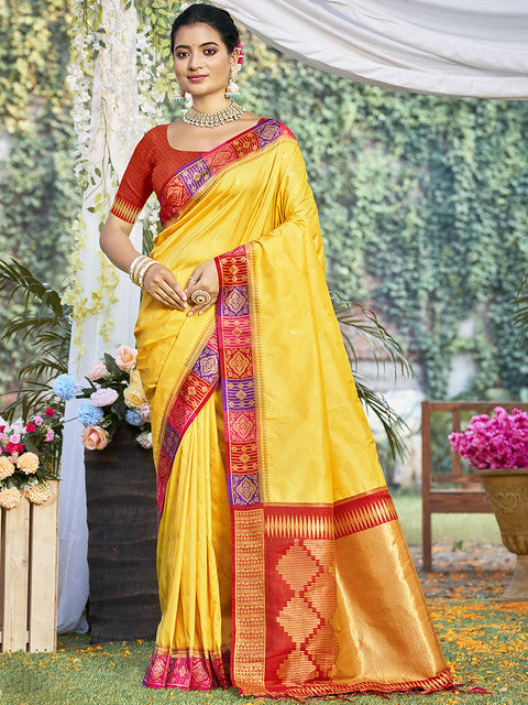 Silk Yellow Ralempire Silk Saree