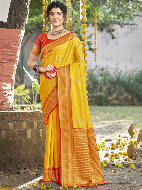 Silk Yellow Nirmala Silk Saree