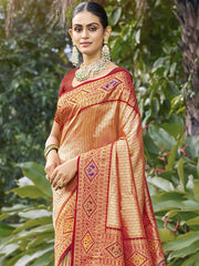 Silk Peach Kartika Silk Saree