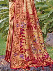 Silk Peach Kartika Silk Saree