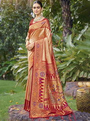 Silk Peach Kartika Silk Saree