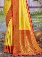 Silk Yellow Antique Silk Saree