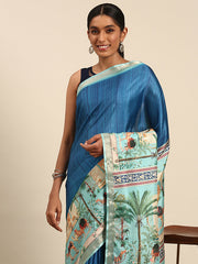 Cotton Sky Blue Vantara Saree