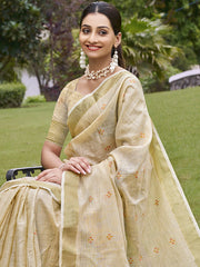 Sangam Cotton Cream Jharokha Saree