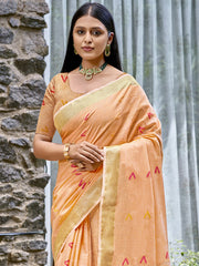 Cotton Peach Libas Saree