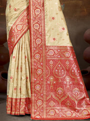 Silk Beige Leela Silk Saree