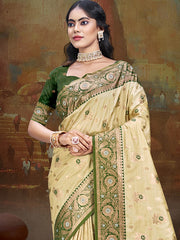 Silk Beige Leela Silk Saree