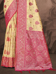 Silk Beige Leela Silk Saree