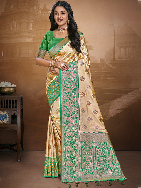 Silk Beige Leela Silk Saree