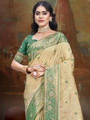 Silk Beige Leela Silk Saree