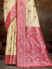 Silk Beige Leela Silk Saree