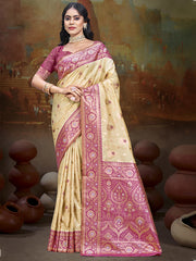 Silk Beige Leela Silk Saree