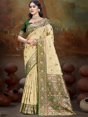 Silk Beige Leela Silk Saree