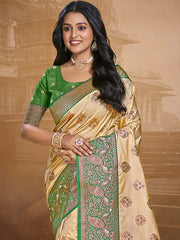 Silk Beige Leela Silk Saree