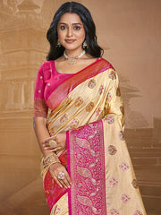 Silk Beige Leela Silk Saree