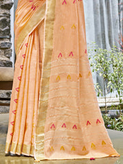 Cotton Peach Libas Saree