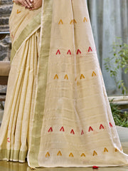 Cotton Beige Libas Saree