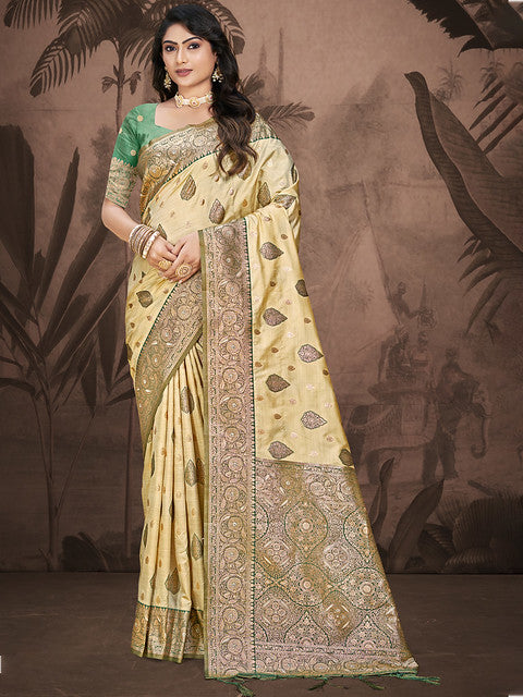 Silk Beige Leela Silk Saree