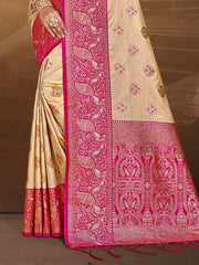 Silk Beige Leela Silk Saree