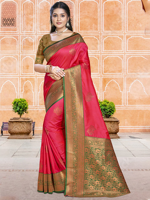 Silk Dark Pink Madhuram Silk Saree