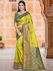 Silk Parrot Green Madhuram Silk Saree