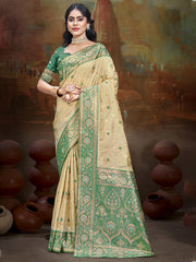 Silk Beige Leela Silk Saree