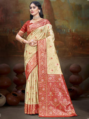 Silk Beige Leela Silk Saree