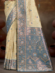 Silk Beige Leela Silk Saree