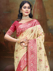 Silk Beige Leela Silk Saree