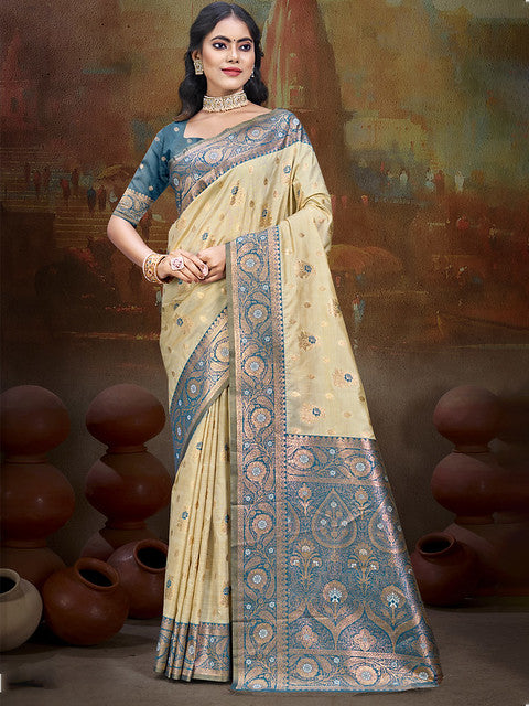 Silk Beige Leela Silk Saree