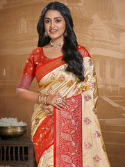 Silk Beige Leela Silk Saree