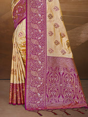 Silk Beige Leela Silk Saree