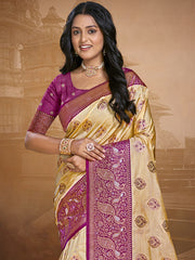 Silk Beige Leela Silk Saree