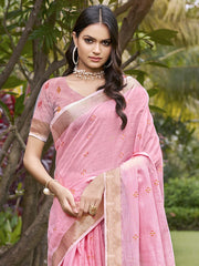 Sangam Cotton Pink Jharokha Saree