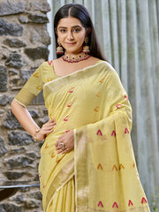 Cotton Yellow Libas Saree