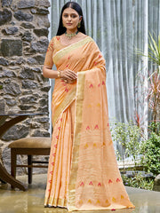 Cotton Peach Libas Saree