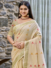 Cotton Beige Libas Saree