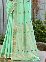 Cotton Turquoise Libas Saree