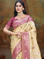 Silk Beige Leela Silk Saree