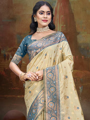 Silk Beige Leela Silk Saree