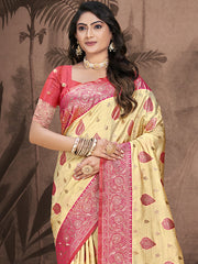 Silk Beige Leela Silk Saree