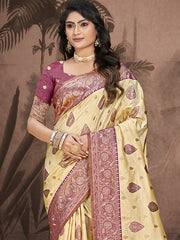 Silk Beige Leela Silk Saree