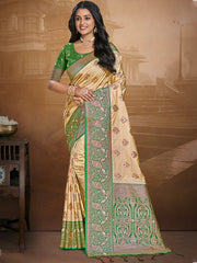 Silk Beige Leela Silk Saree