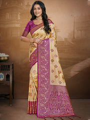 Silk Beige Leela Silk Saree