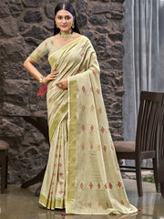 Linen Cream Lilan Slub Saree