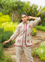 Elephant Embroidery Linen Co-Ord Set