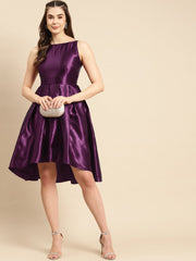 Satin Midi Dress with Box Pleates