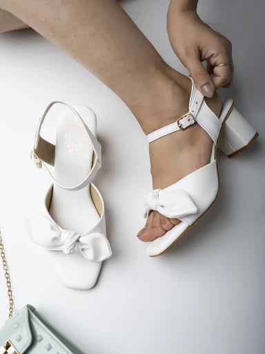 Womens & Girls White Solid Sandals